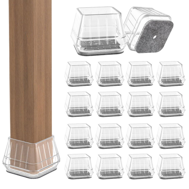 Violibar 24PCS Square Chair Leg Floor Protectors for Hardwood Floors, Thicken Rubber Chair Leg Cap Covers, Non Slip Furniture Leg Pads to Protect Wood Tile Floors from Scratches and Reduce Noise - Image 1